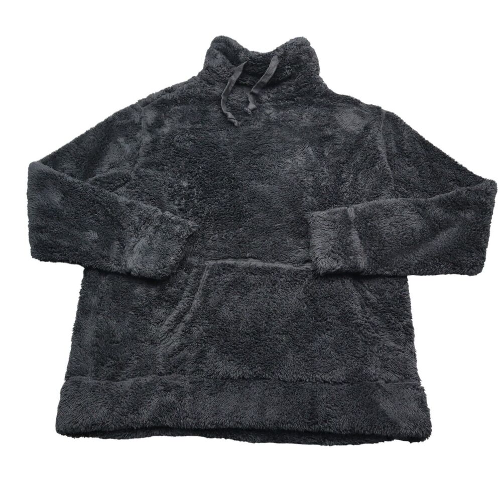 Express Pullover 1/4 Zip Jacket Womens M Casual Black Faux Fur Fuzzy